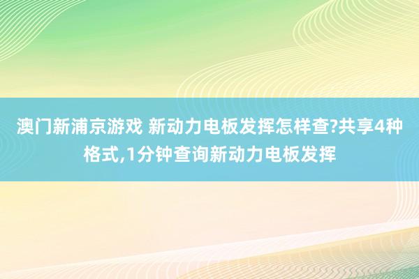澳门新浦京游戏 新动力电板发挥怎样查?共享4种格式，1分钟查询新动力电板发挥