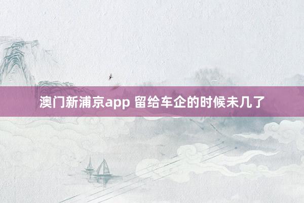 澳门新浦京app 留给车企的时候未几了