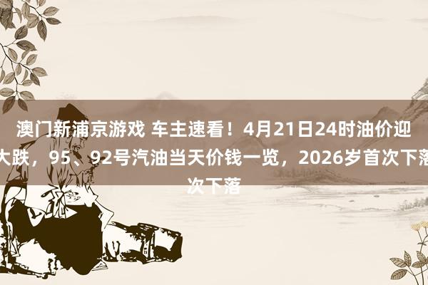 澳门新浦京游戏 车主速看！4月21日24时油价迎大跌，95、92号汽油当天价钱一览，2026岁首次下落