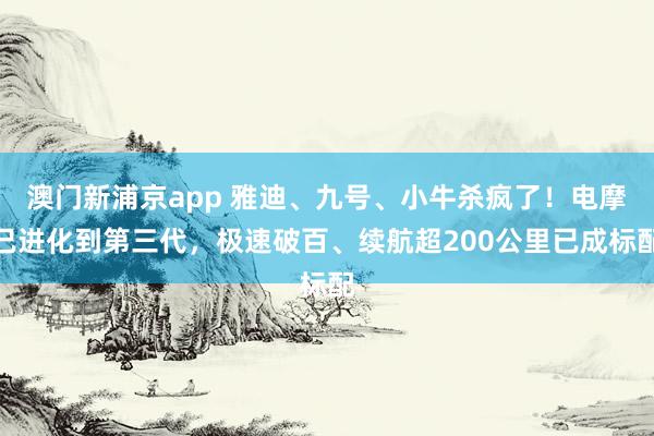 澳门新浦京app 雅迪、九号、小牛杀疯了！电摩已进化到第三代，极速破百、续航超200公里已成标配