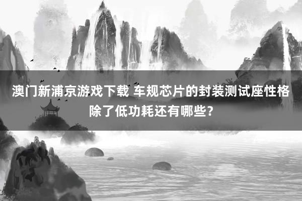 澳门新浦京游戏下载 车规芯片的封装测试座性格除了低功耗还有哪些？