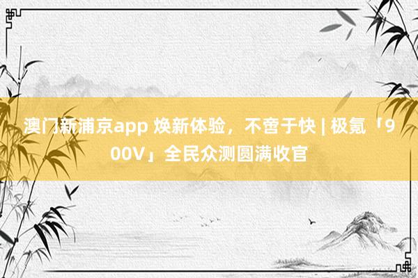 澳门新浦京app 焕新体验，不啻于快 | 极氪「900V」全民众测圆满收官