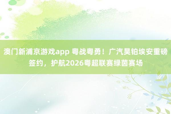 澳门新浦京游戏app 粤战粤勇！广汽昊铂埃安重磅签约，护航2026粤超联赛绿茵赛场
