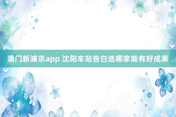 澳门新浦京app 沈阳车站告白选哪家能有好成果