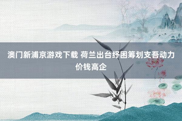 澳门新浦京游戏下载 荷兰出台纾困筹划支吾动力价钱高企
