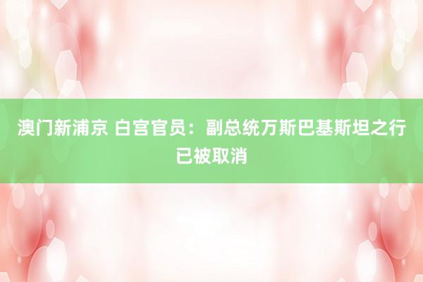 澳门新浦京 白宫官员：副总统万斯巴基斯坦之行已被取消