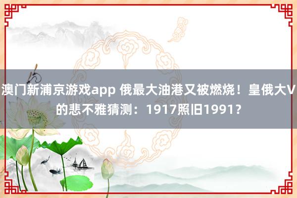 澳门新浦京游戏app 俄最大油港又被燃烧！皇俄大V的悲不雅猜测：1917照旧1991？