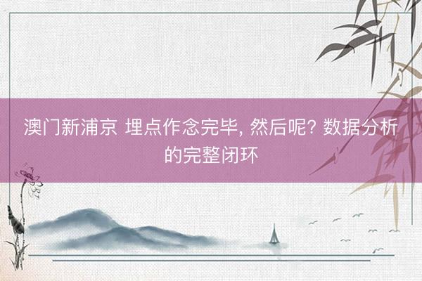 澳门新浦京 埋点作念完毕, 然后呢? 数据分析的完整闭环