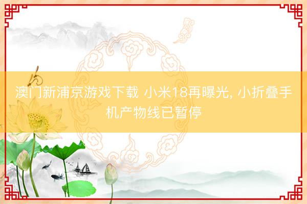 澳门新浦京游戏下载 小米18再曝光, 小折叠手机产物线已暂停