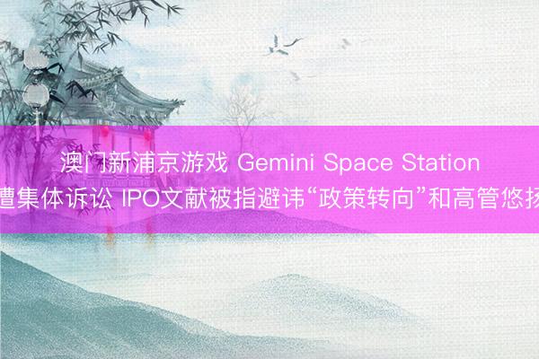 澳门新浦京游戏 Gemini Space Station遭集体诉讼 IPO文献被指避讳“政策转向”和高管悠扬