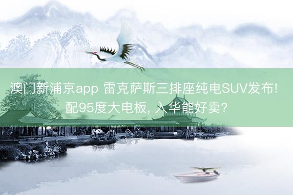 澳门新浦京app 雷克萨斯三排座纯电SUV发布! 配95度大电板, 入华能好卖?